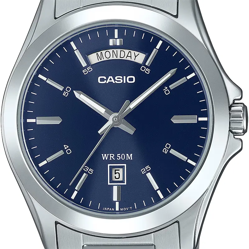 Casio Enticer Blue Dial Silver Men's Watch- MTP-1370D-2A2